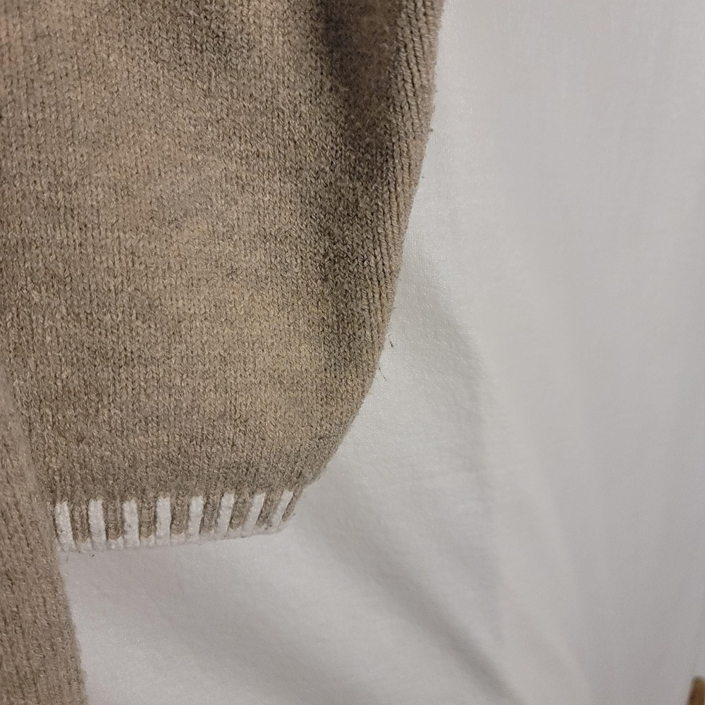 Dokotoo Cardigan Womens L Beige Open Front Knit Sweater Pockets Trim Cozy Winter - Picture 6 of 11